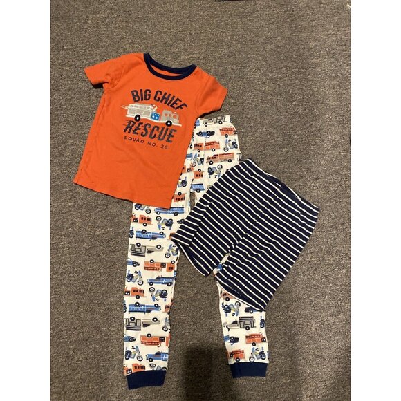 carter’s 3pc. fireman pajamas 7 EUC short johns - Picture 1 of 3